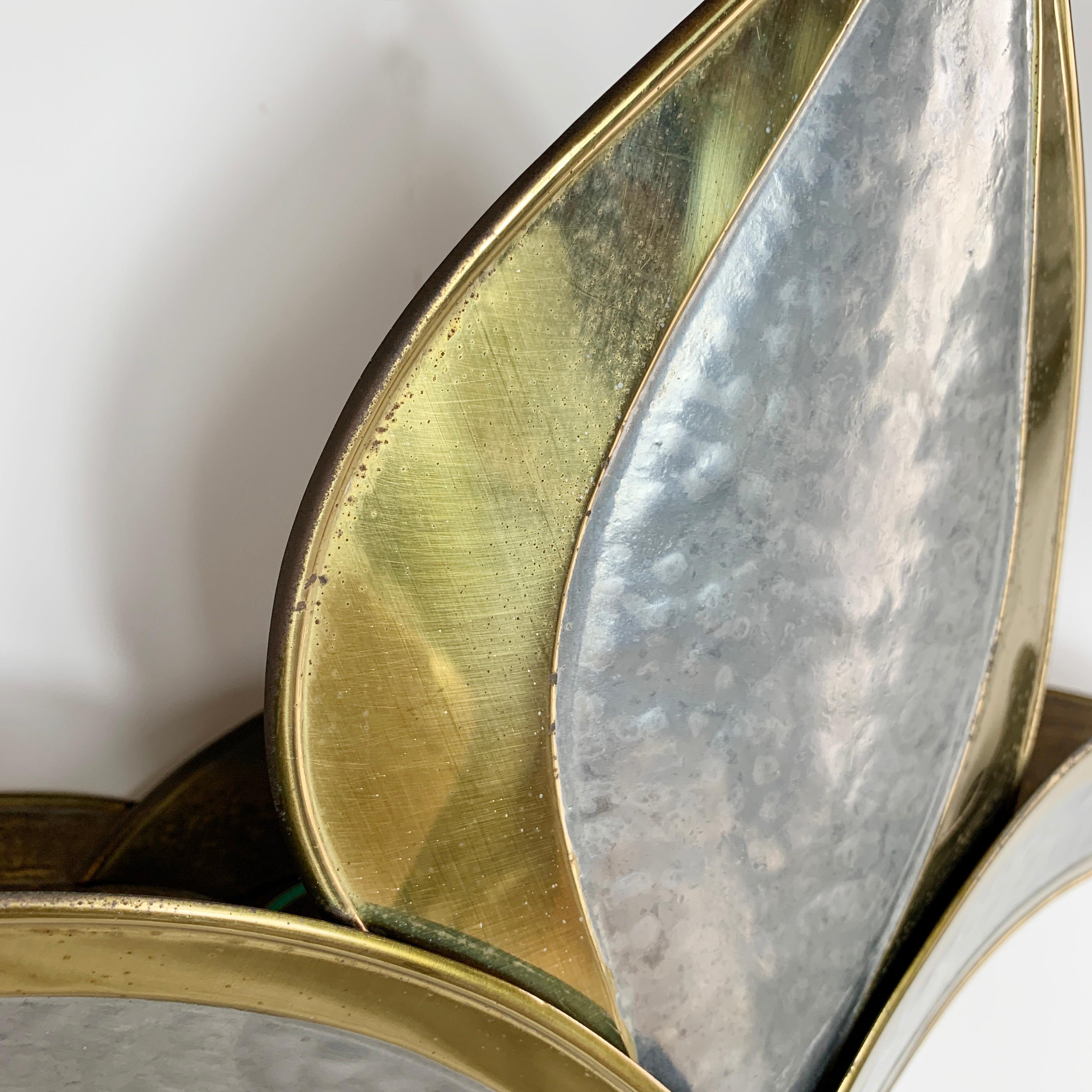 Henri Fernandez Gold and Silver Leaf Wall Sconce For Sale 4