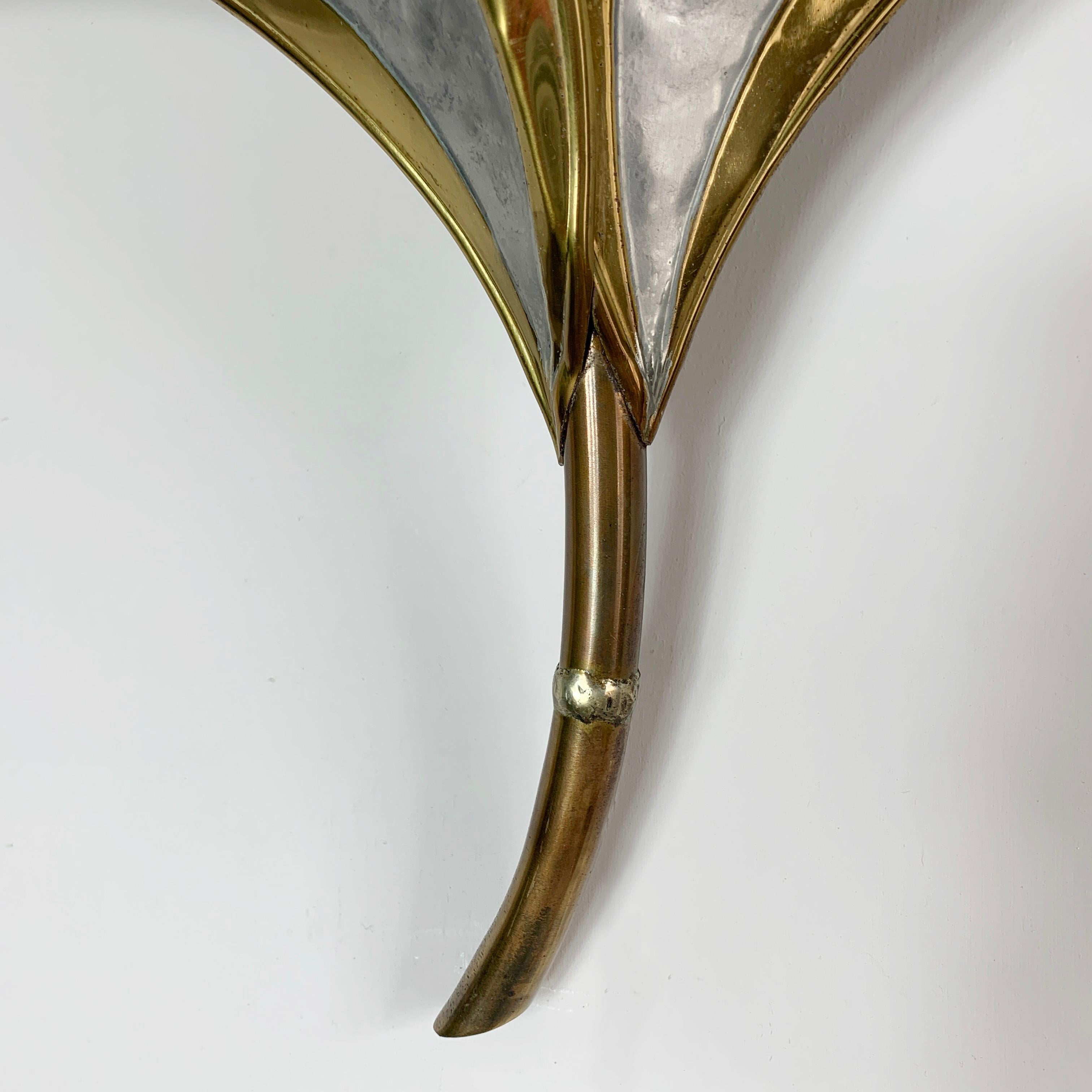 20th Century Henri Fernandez Gold and Silver Leaf Wall Sconce For Sale