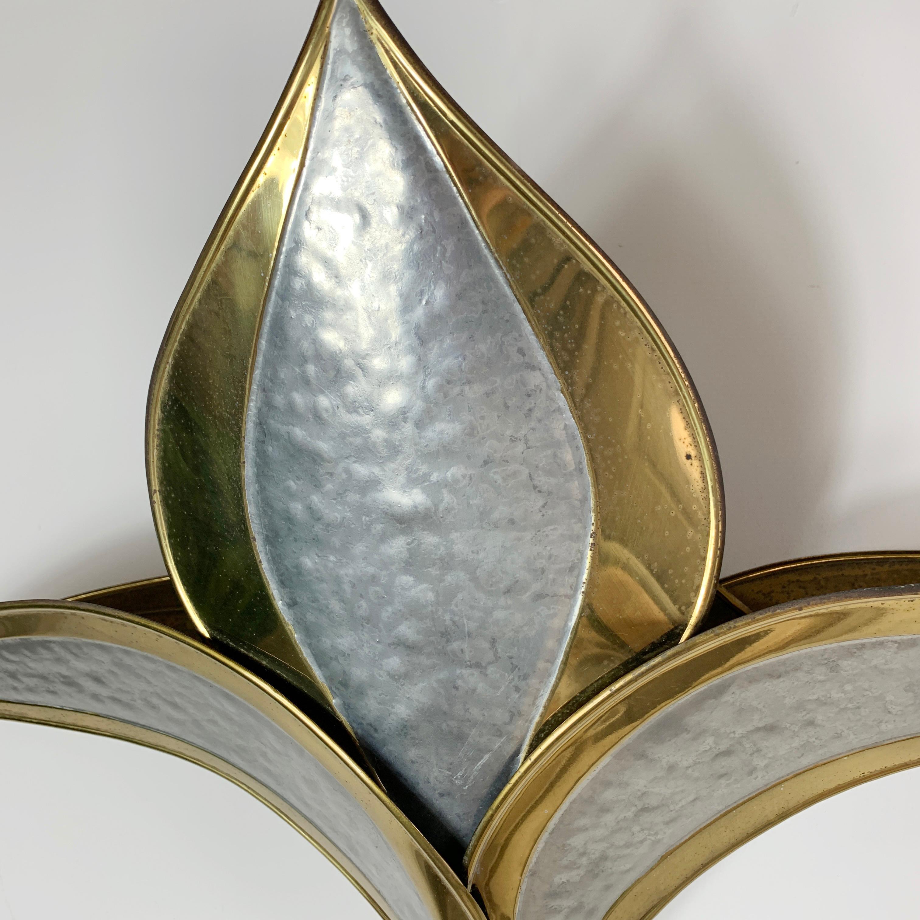 Henri Fernandez Gold and Silver Leaf Wall Sconce For Sale 1