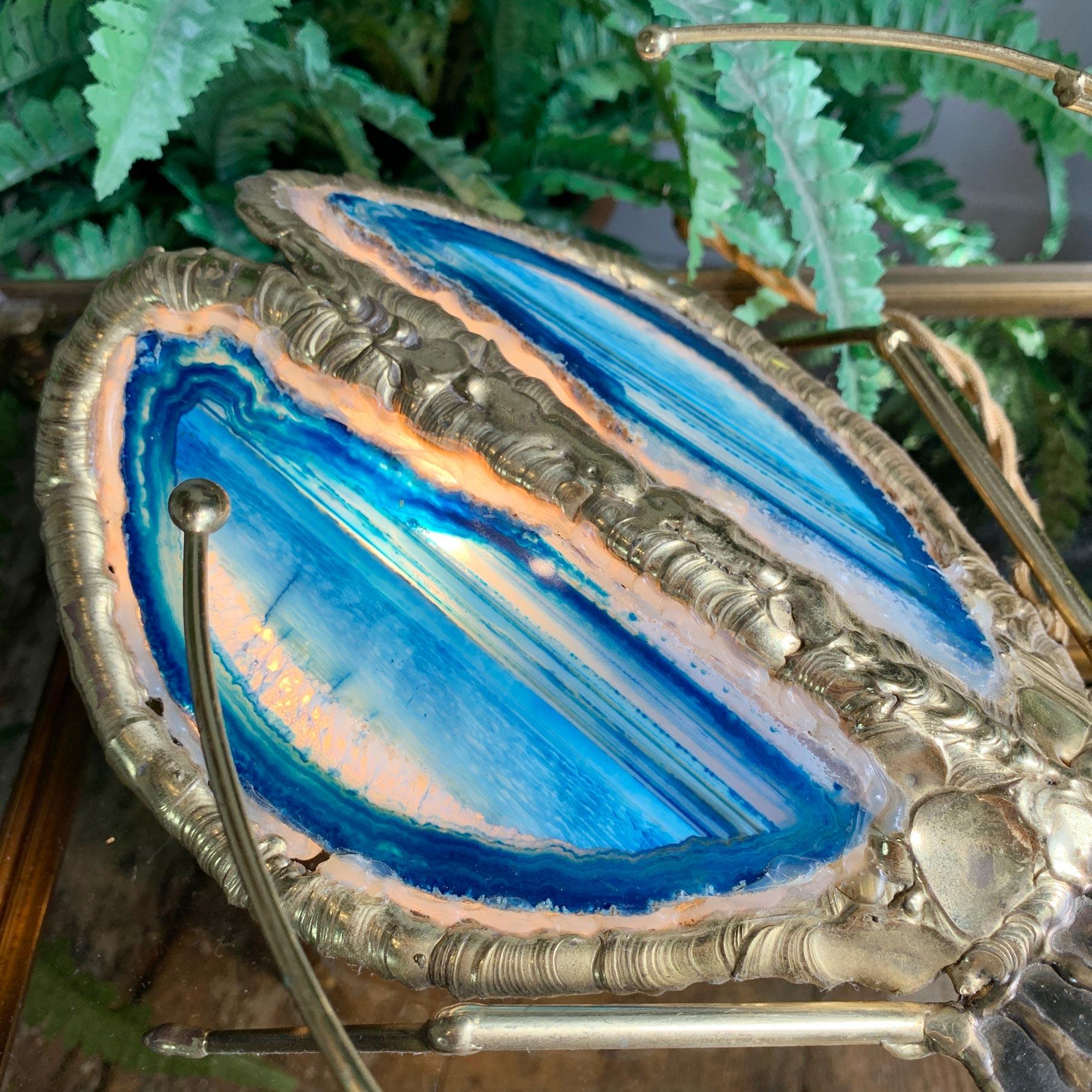 Fin du 20e siècle Henri Fernandez Lampe Longhorn Beetle or et bleu en vente