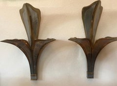 Paire de grandes lampes murales Henri Fernandez Nouveau
