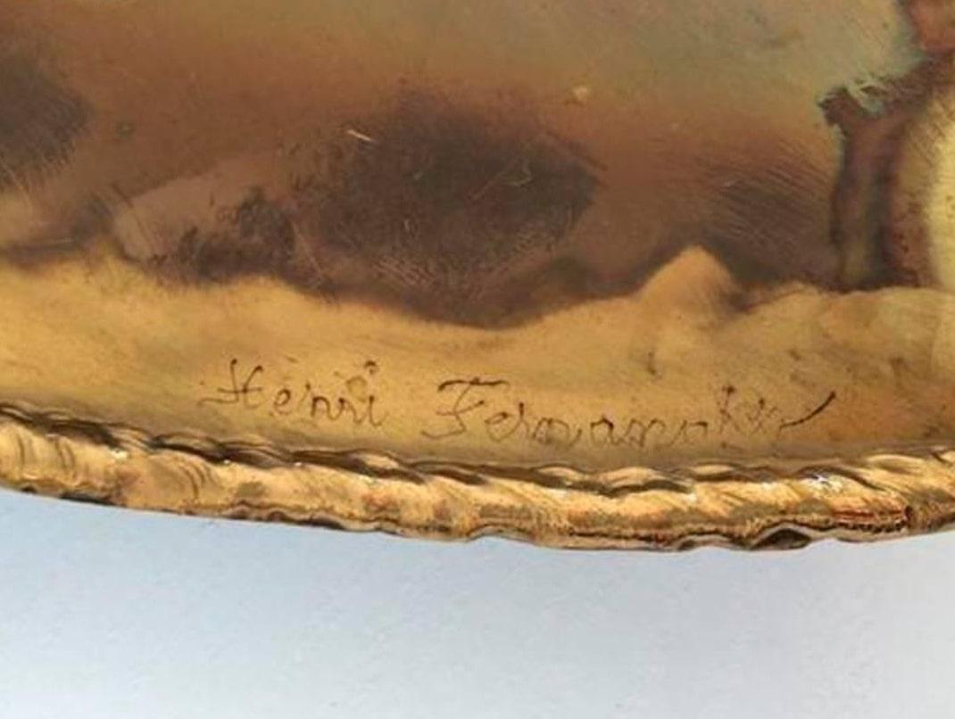 Henri Fernandez Signed Bronze Agate Stones Peacock Coffee Table 1970s 5