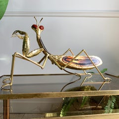 Henri Fernandez Signed Illuminated Sculpture of a Praying Mantis