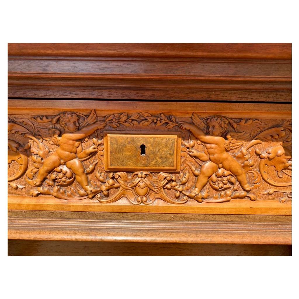 Renaissance Revival Henri Fourdinois, Walnut Renaissance Cabinet with Carriatides, 19th Century For Sale