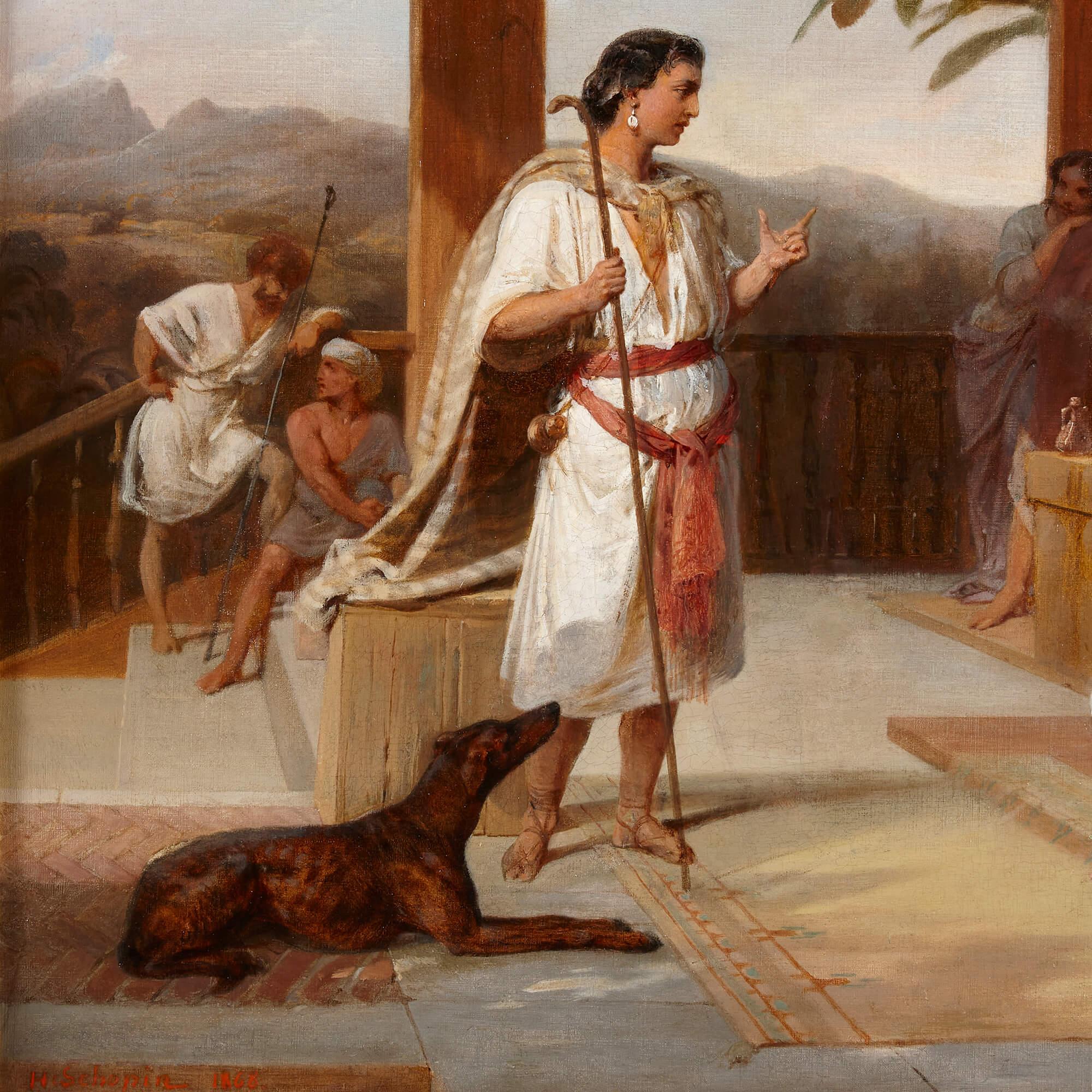 A Large French Orientalist Biblical Painting by H.F. Schopin For Sale 1