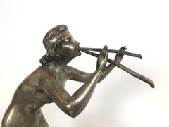 Henri Fugere Art Deco Figural Sculpture "Jeune Musicienne Charmant"