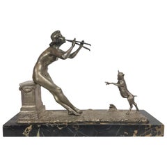 Henri Fugere Art Deco Figural Sculpture "Jeune Musicienne Charmant"