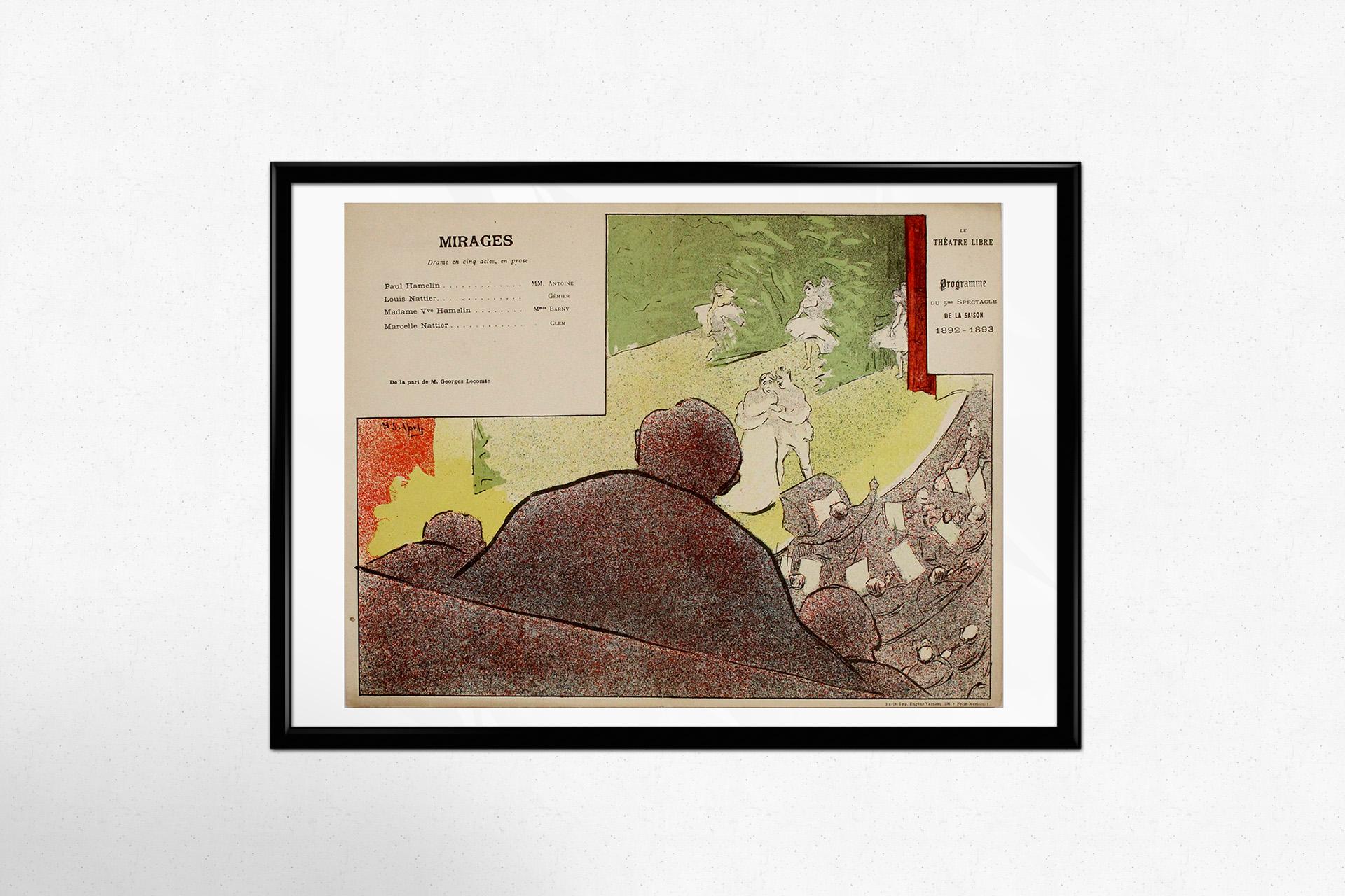 1892 illustriertes Programm für Mirages, Henri-Gabriel Ibels für das Théâtre Libre im Angebot 1