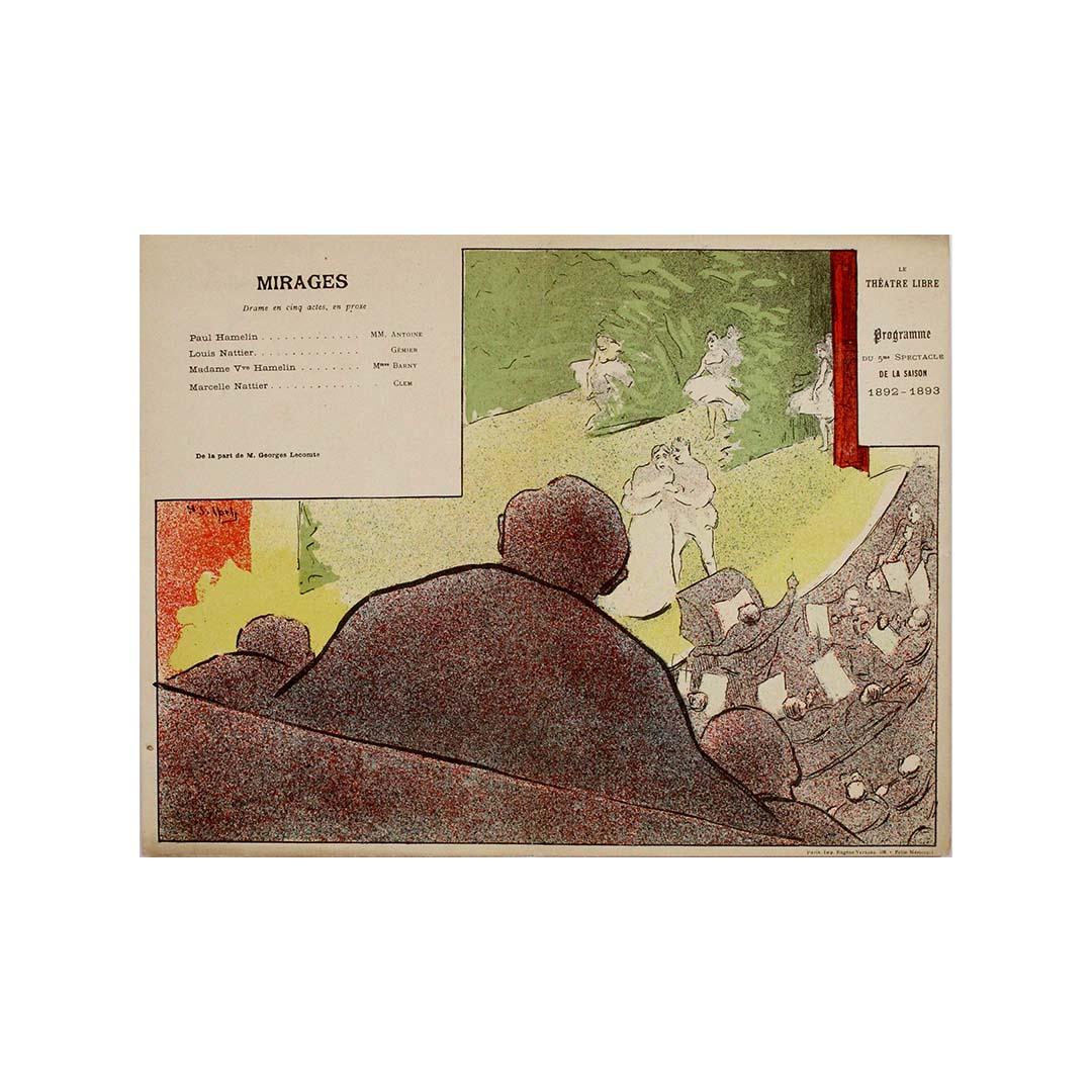 1892 illustriertes Programm für Mirages, Henri-Gabriel Ibels für das Théâtre Libre im Angebot 3