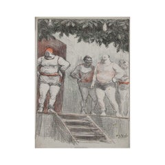 Cartel litográfico original de 1898 de Henri-Gabriel Ibels, «Les Lutteurs de Foire»