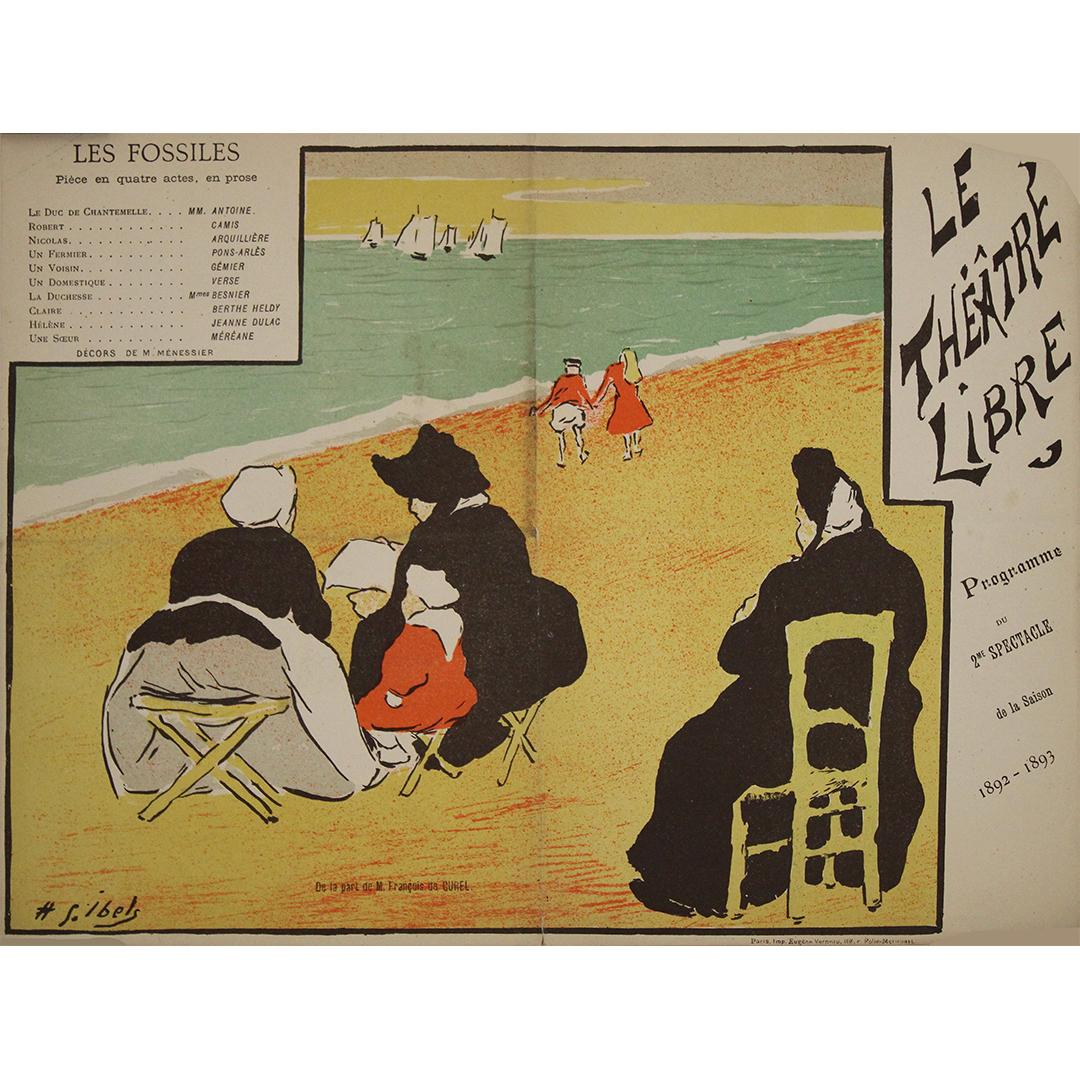 Ce rare programme illustré, créé en 1892 par Henri-Gabriel Ibels, est un artefact vivant de l'univers vibrant et avant-gardiste du Théâtre Libre, l'influent théâtre parisien fondé par André Antoine à la fin du XIXe siècle. Le programme accompagnait