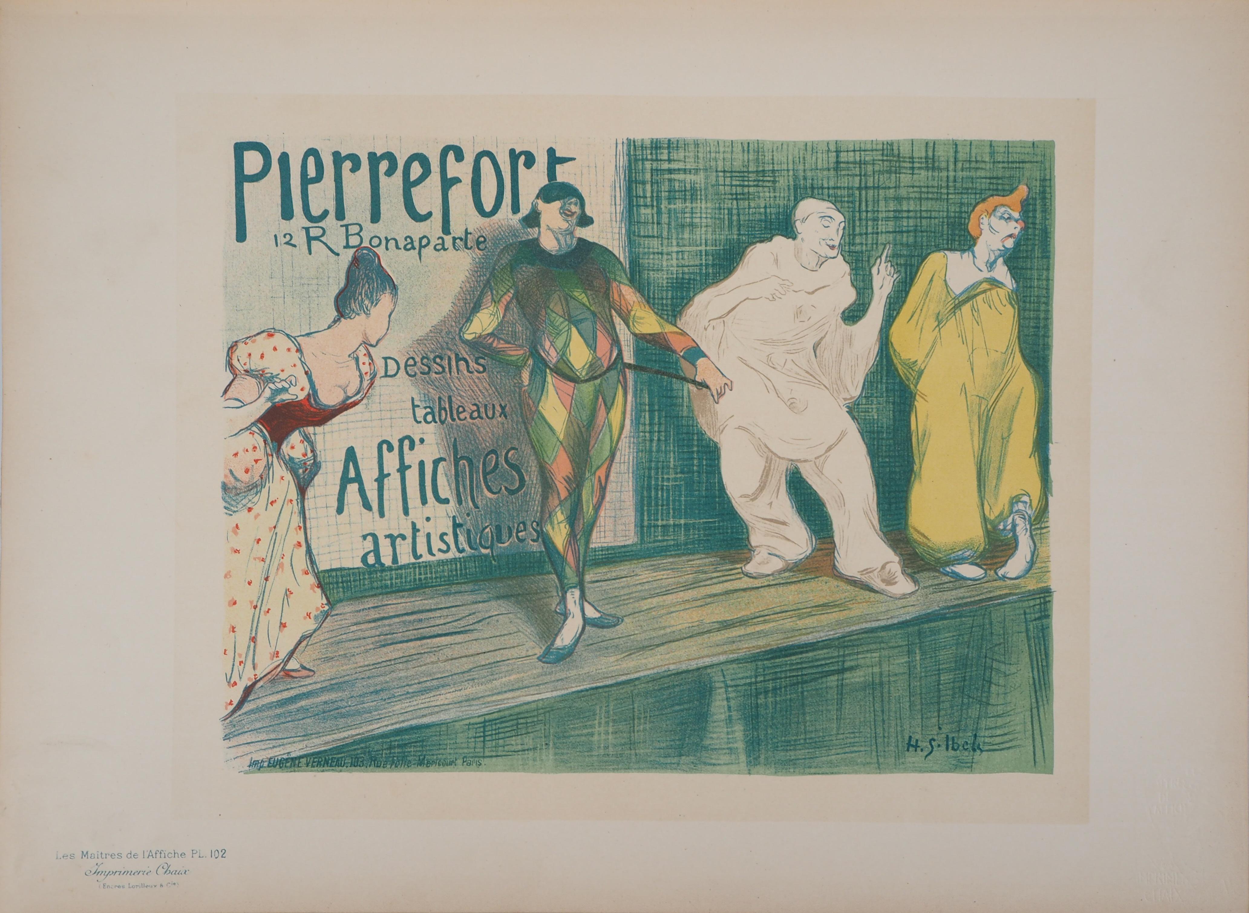 Harlequin and Pierrot - Lithograph (Les Maîtres de l'Affiche), 1897 - Art Nouveau Print by Henri Gabriel Ibels