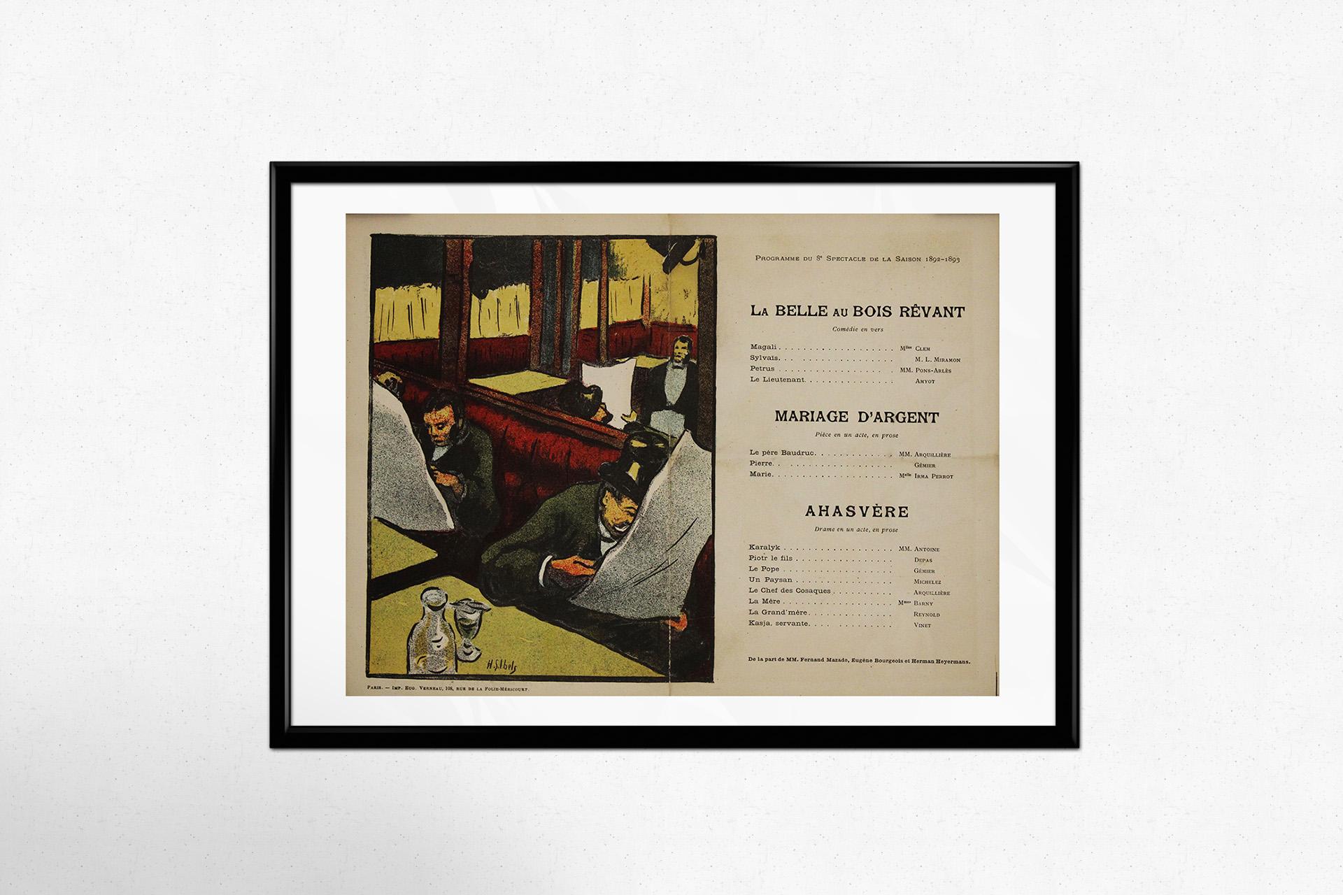 Programma illustrato originale del 1893 di Henri Gabriel Ibels per Le Théâtre Libre in vendita 1