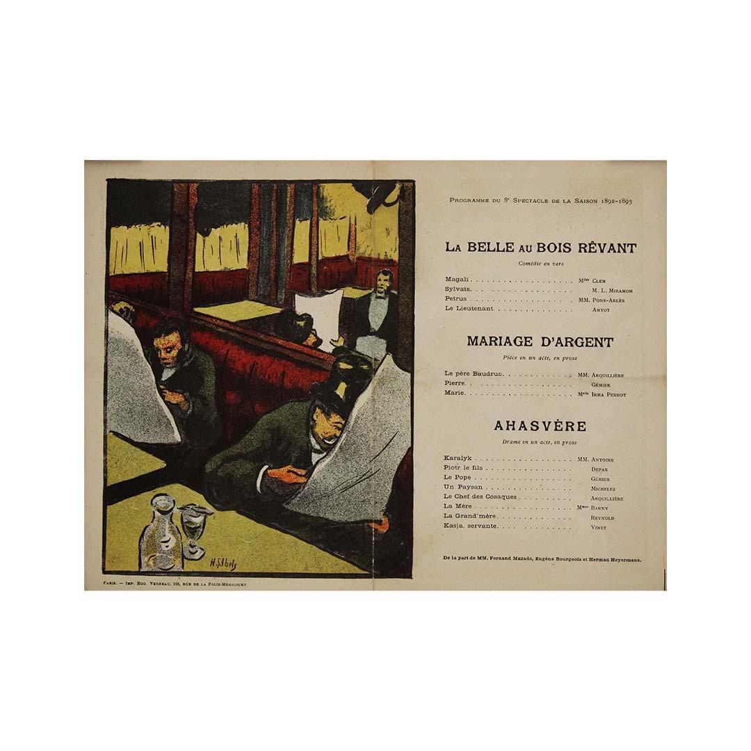 Programma illustrato originale del 1893 di Henri Gabriel Ibels per Le Théâtre Libre in vendita 3