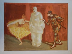 Pantomime : Harlequin and Pierrot - Original Lithograph, 1898