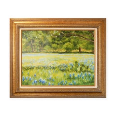 "Willow City Loop #11" Modern Impressionist Yellow, Blue, and Green Landscape