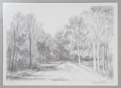 Naturalistic Grey Forest Path Photo Print Proof of Abstract Pencil Drawing