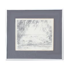 Naturalistic Grey View of a Field Photo Print Proof of Abstract Pencil Drawing