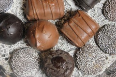 Modern Realistic Still Life Sculpture of a Tray of Glass Chocolates