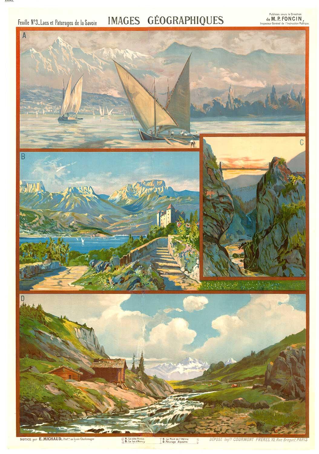Original Images Geographiques vintage Französisch Poster auf Leinen