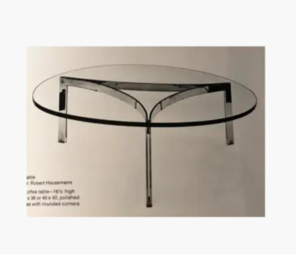 Henri Ganz for Stendig Swiss mirror chrome base round glass top coffee table For Sale 5