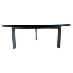 Henri Ganz for Stendig Swiss mirror chrome base round glass top coffee table