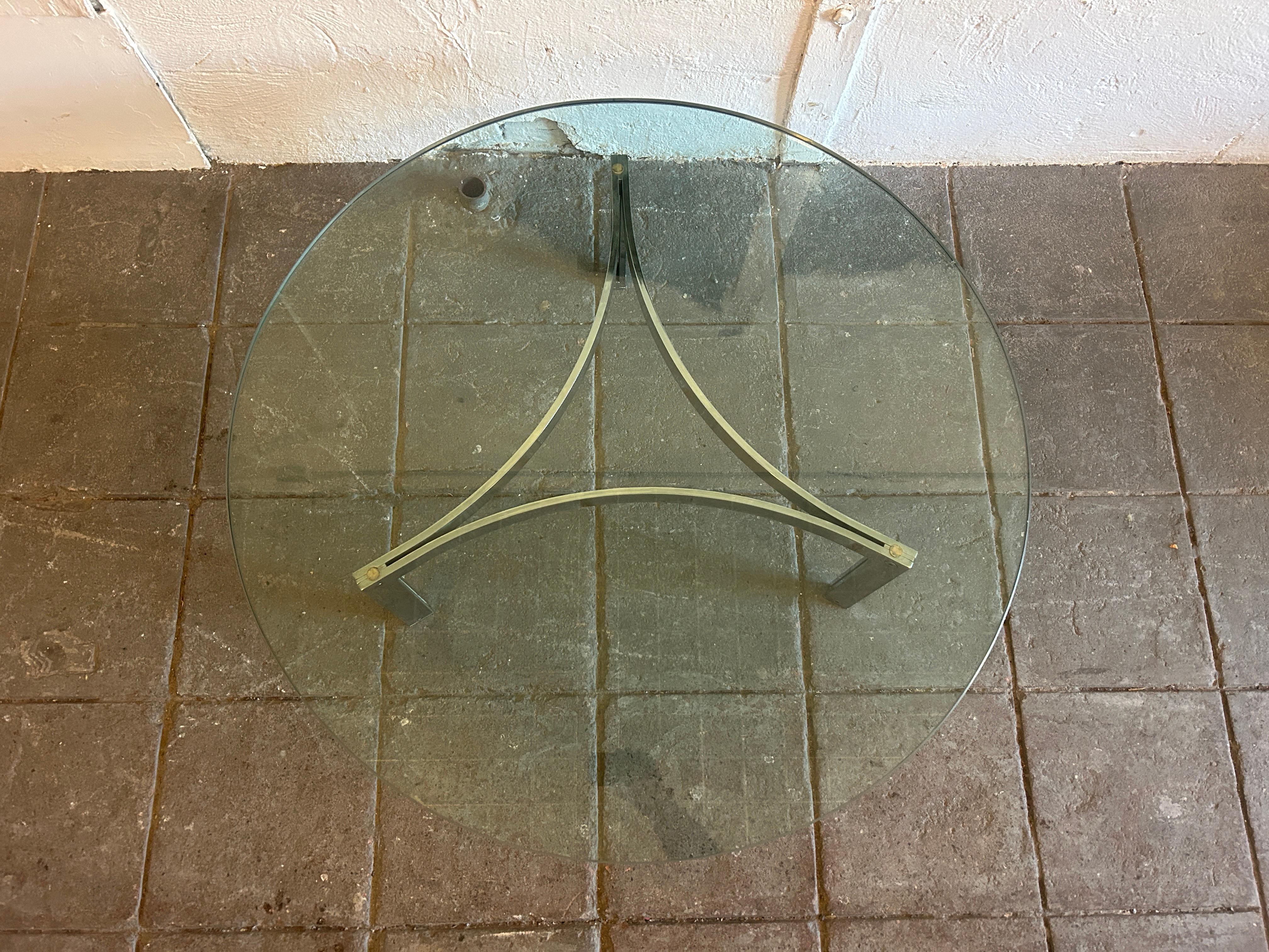 Henri Ganz pour Stendig table basse ronde à base chromée miroir suisse en vente 2