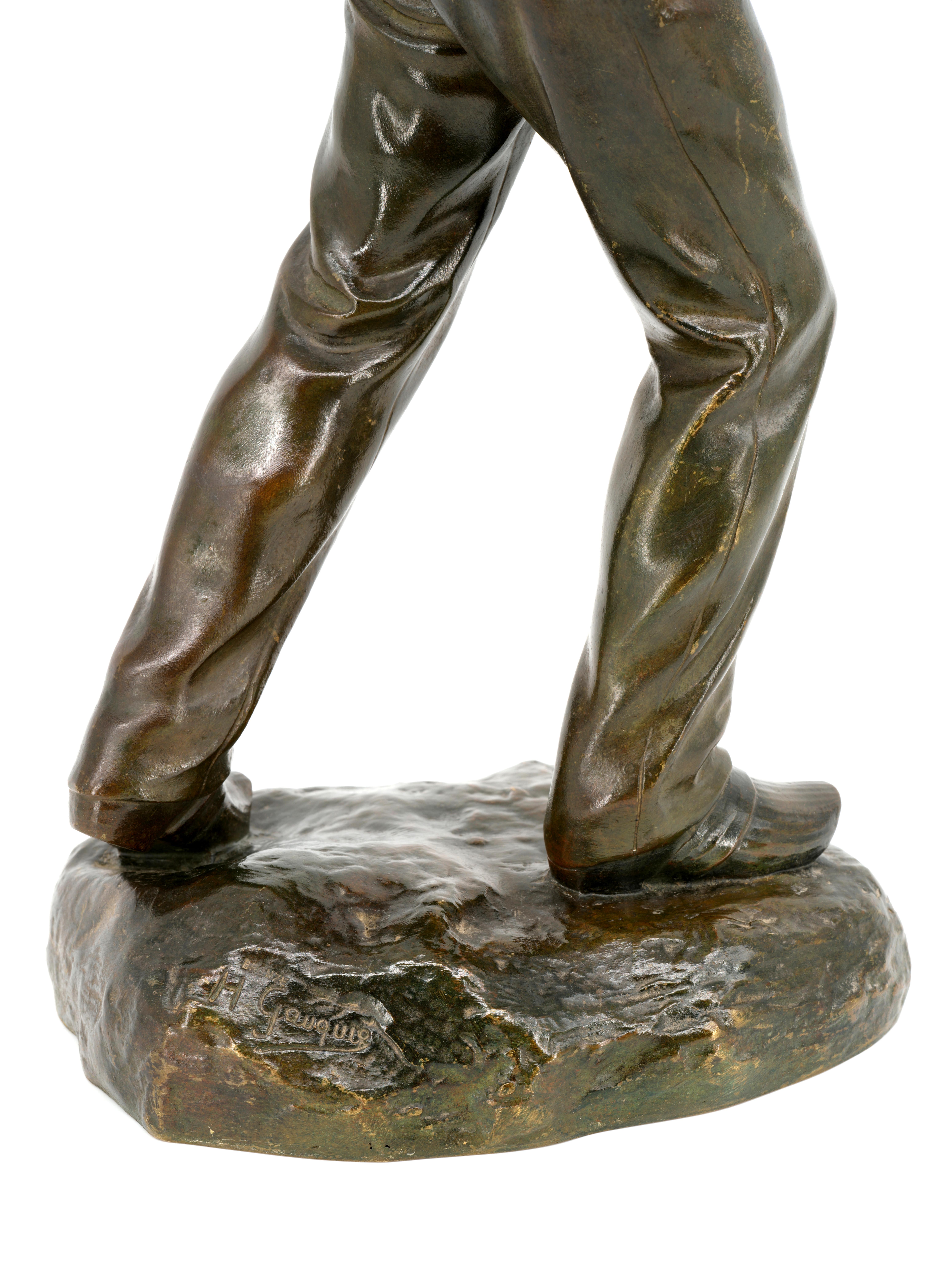 Henri GAUQUIE The Sower French Sculpture, ca.1910 For Sale 4