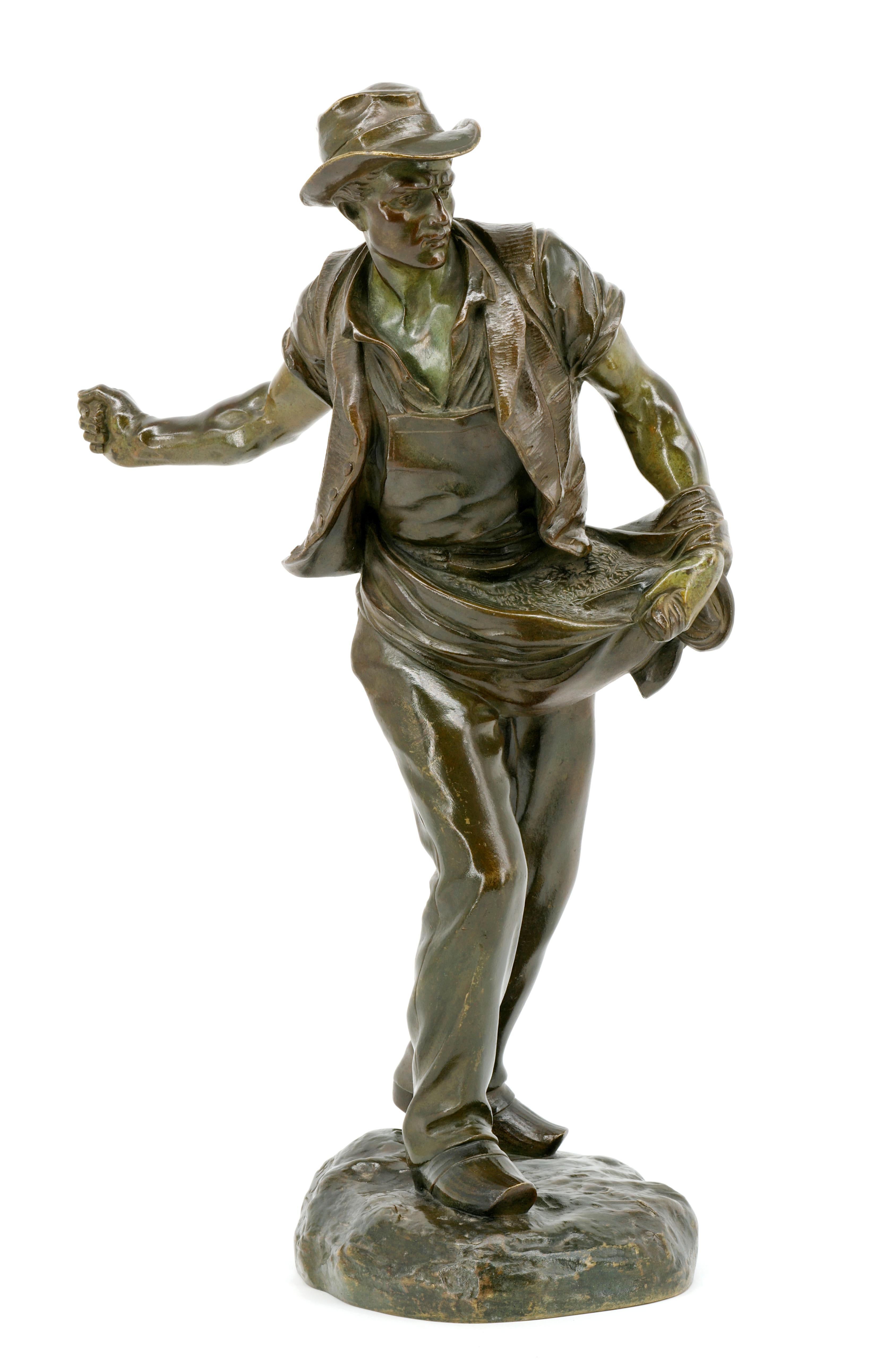 Henri GAUQUIE The Sower French Sculpture, ca.1910 In Good Condition For Sale In Saint-Amans-des-Cots, FR