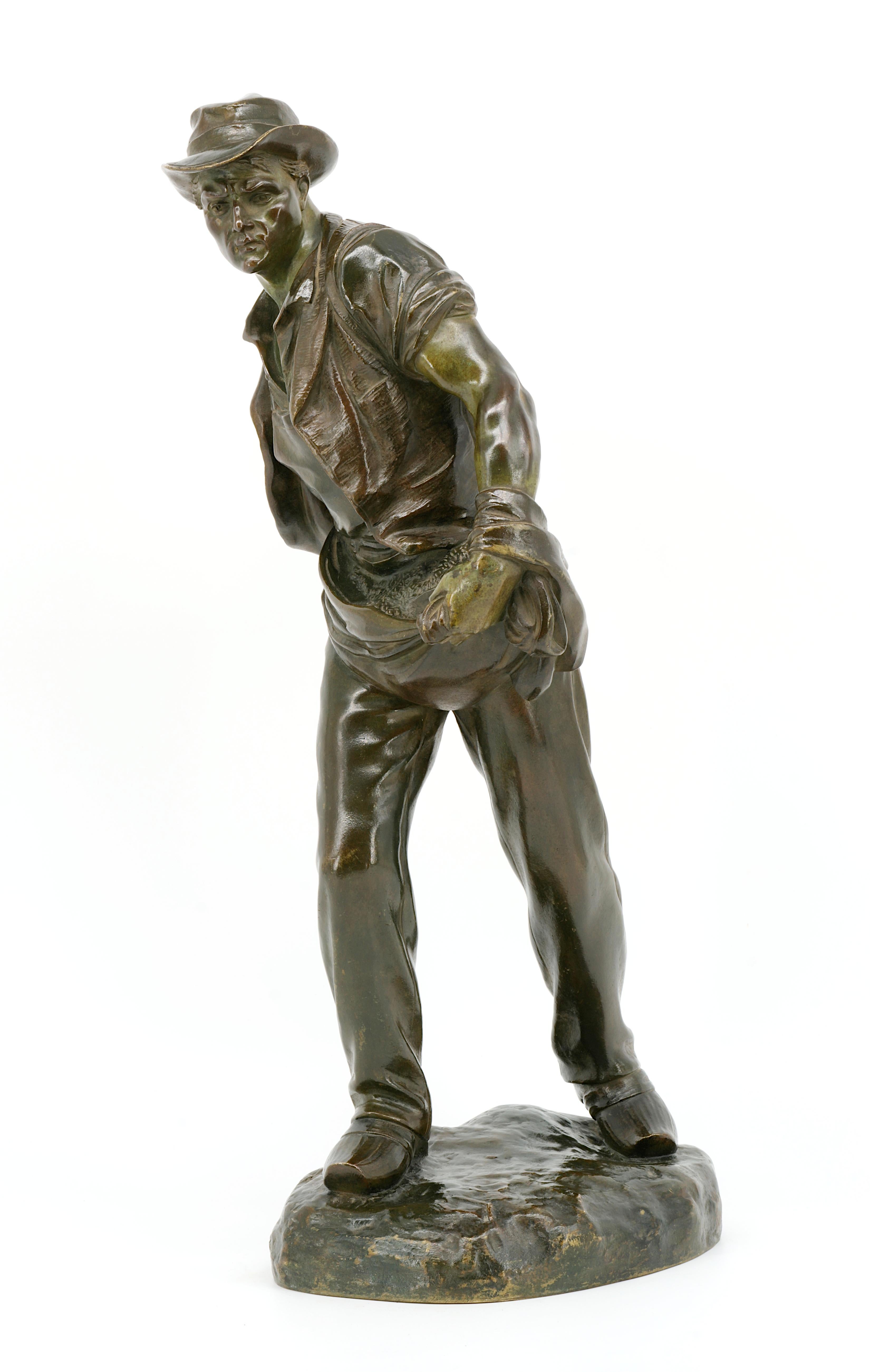 Henri GAUQUIE The Sower French Sculpture, ca.1910 In Good Condition For Sale In Saint-Amans-des-Cots, FR