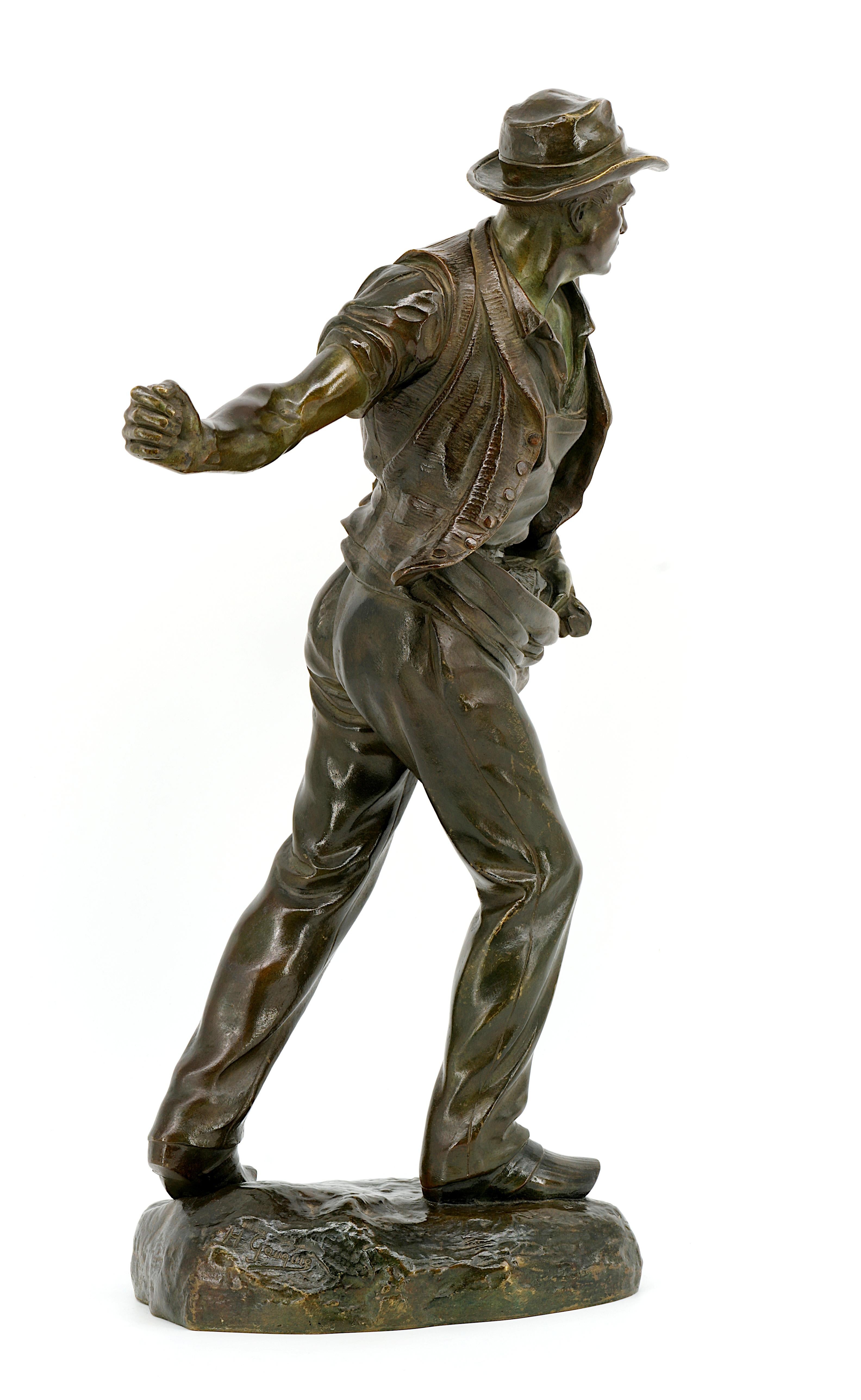 Bronze Henri GAUQUIE The Sower French Sculpture, ca.1910 For Sale