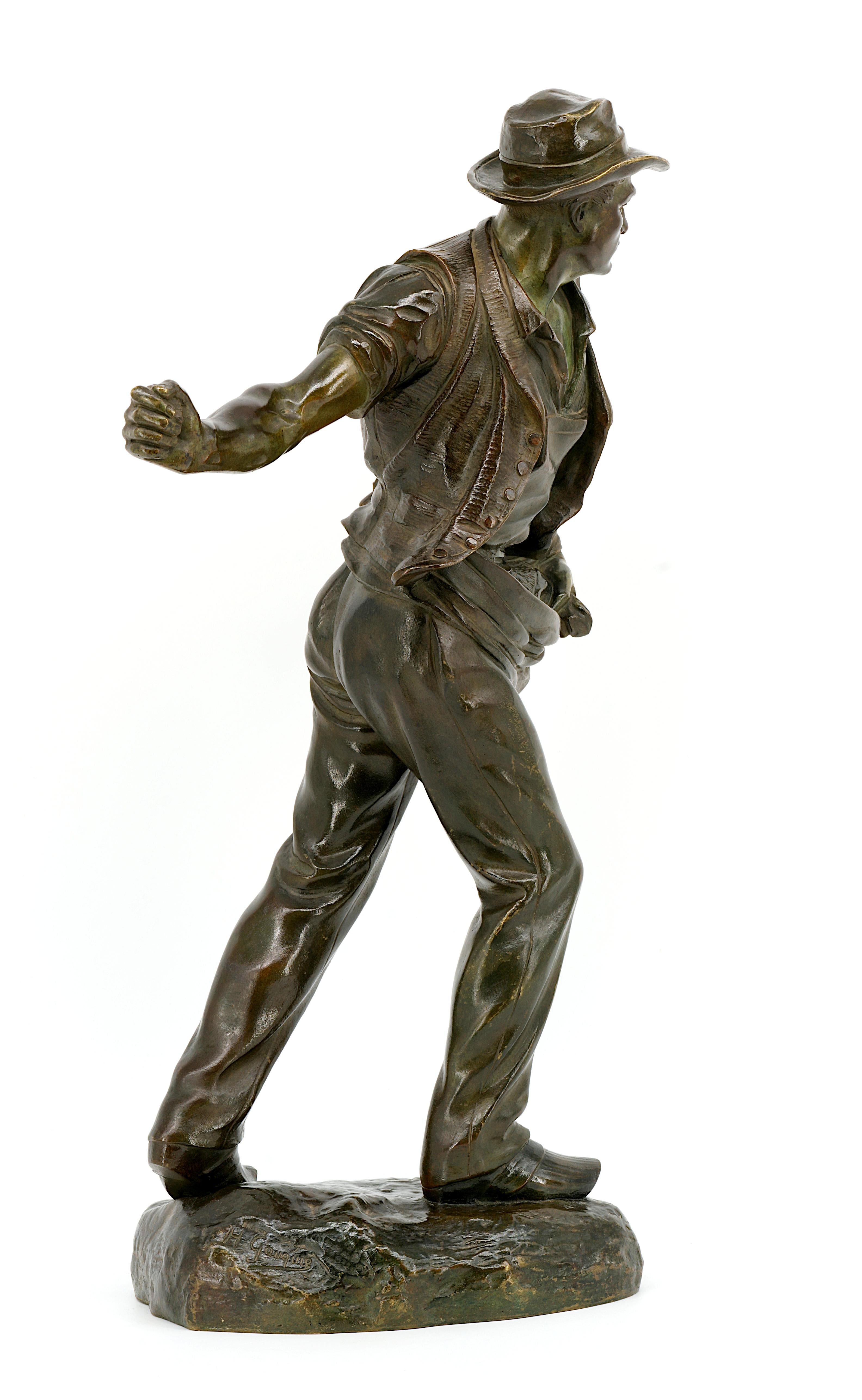 Henri GAUQUIE The Sower French Sculpture, ca.1910 For Sale 2