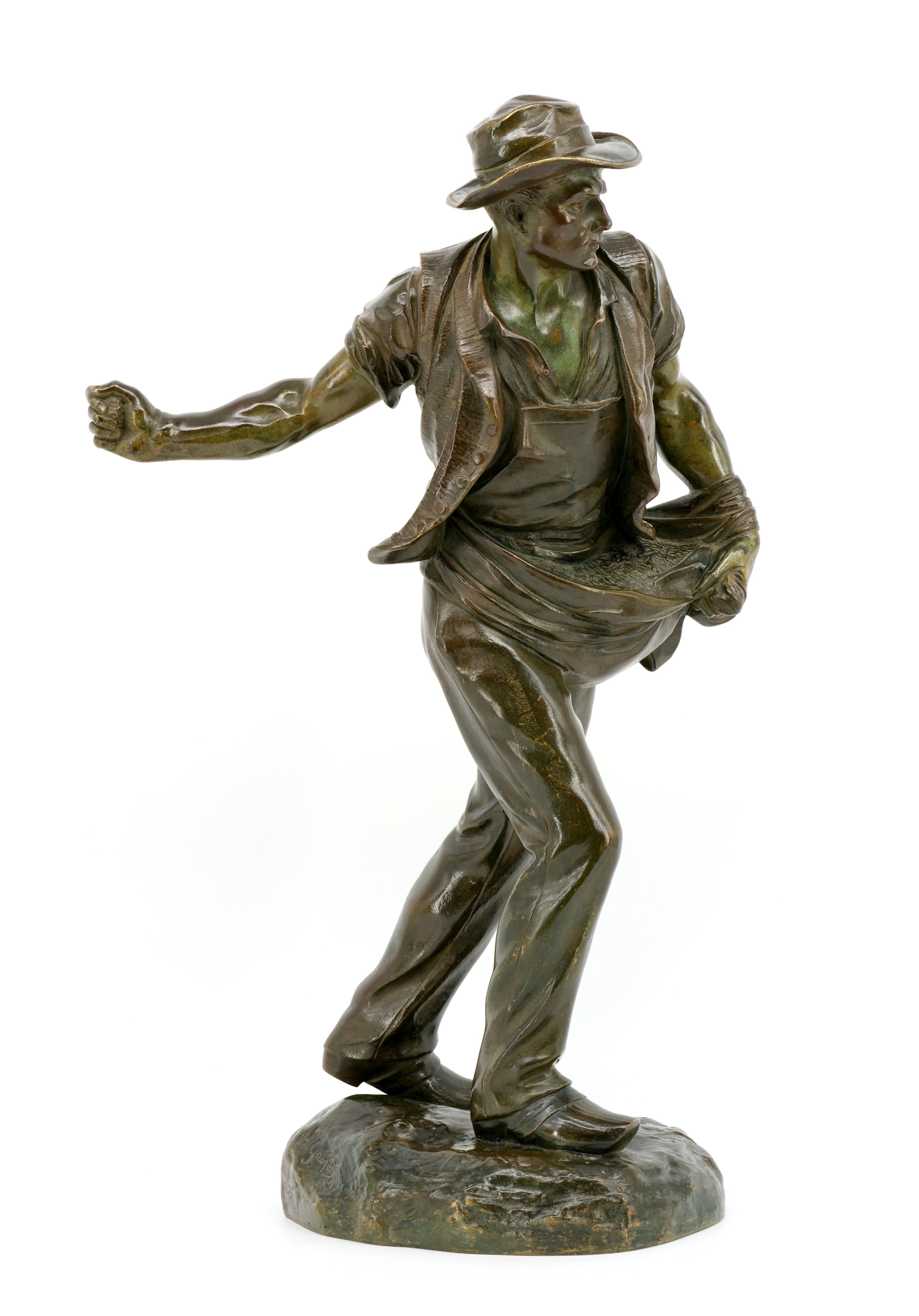 Henri GAUQUIE The Sower French Sculpture, ca.1910 For Sale 3