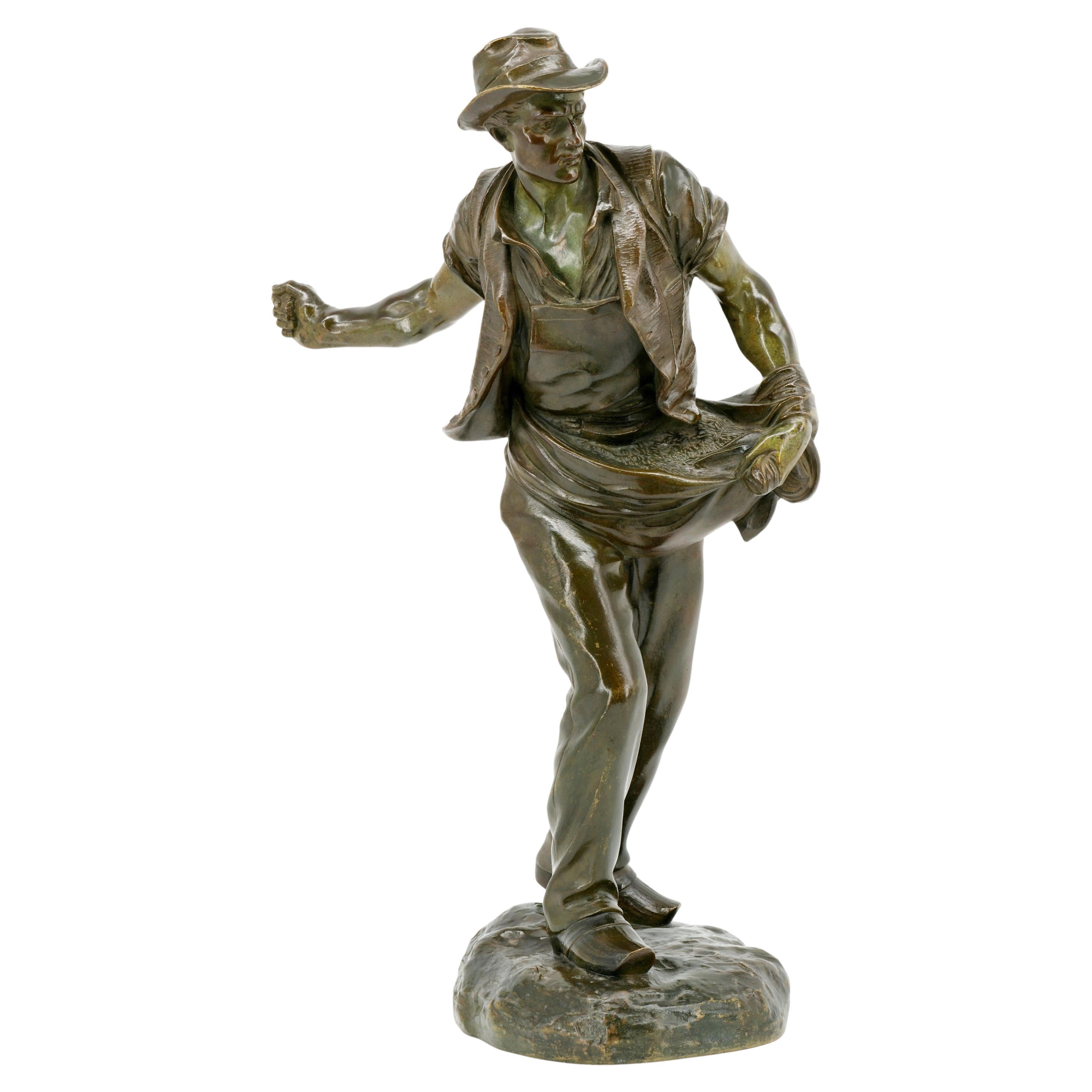 Henri GAUQUIE The Sower French Sculpture, ca.1910 For Sale