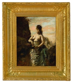 Ritratto d'autore vintage  di Henri Gervex, Studio per una donna. Olio, firmato.