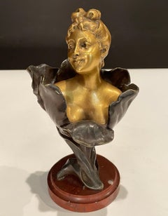 Gilt And Patinated Bronze Bust By Henri Godet “Femme Tulipe”