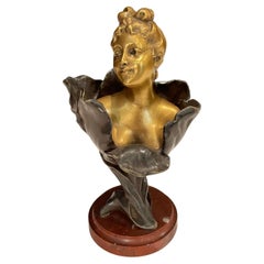Gilt And Patinated Bronze Bust By Henri Godet “Femme Tulipe”