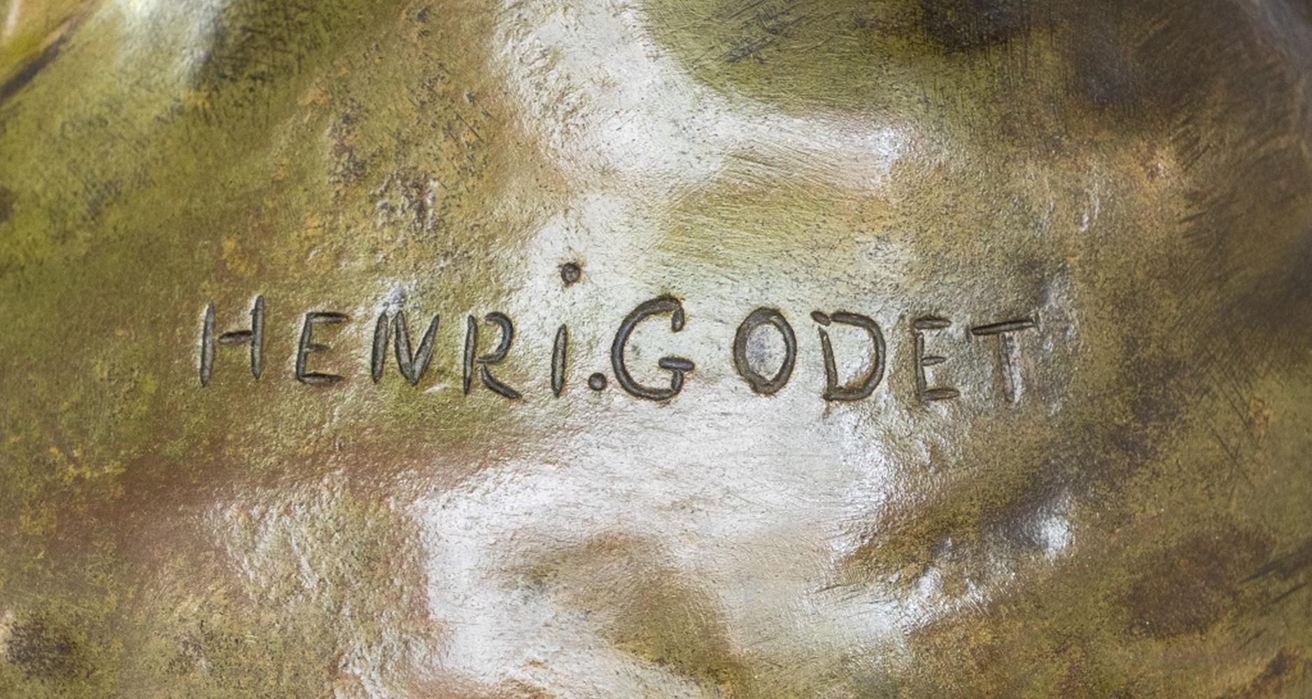 Henri Godet Escultura de bronce patinado 