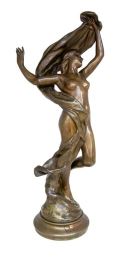 Scultura in bronzo patinato "L'Aurore" di Henri Godet