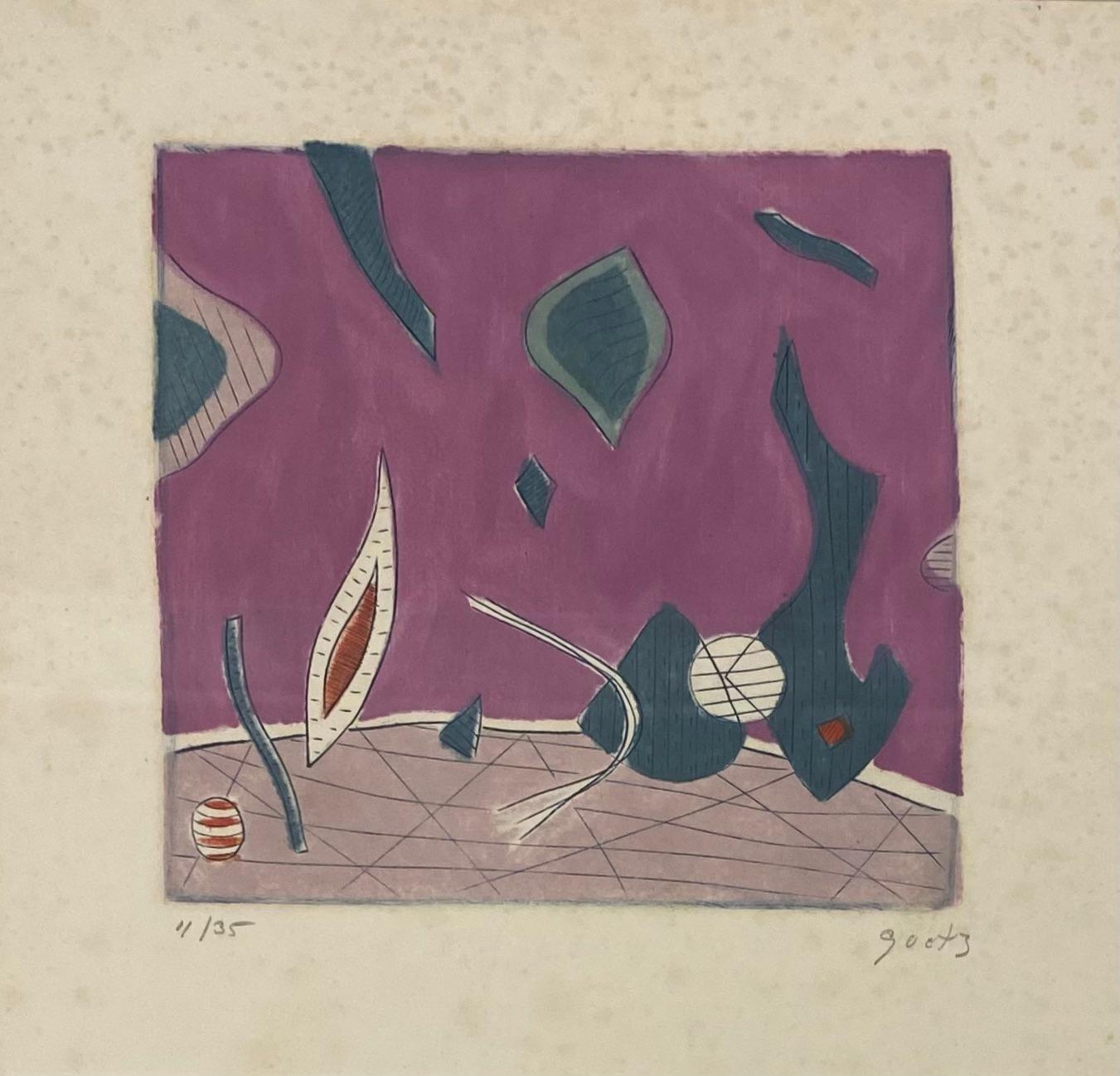 Original limited edition lithograph by Henri Bernard Goetz, number 11/35. 

Henri Bernard Goetz (September 29, 1909-August 12, 1989) was a French American Surrealist painter and engraver. He is known for his artwork, as well as for inventing the