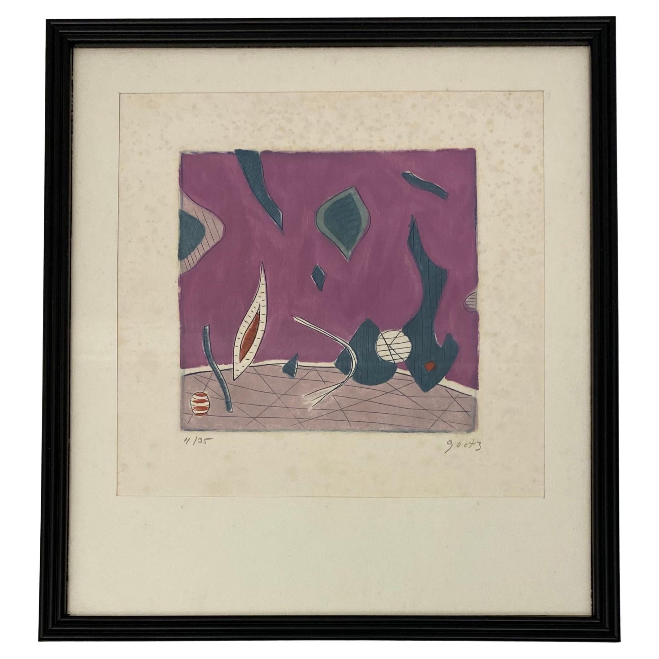 Henri Goetz Abstract Composition Signed Lithograph circa 1960s