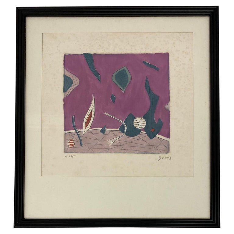 Henri Goetz Abstract Composition Signed Lithograph, circa 1960s For Sale