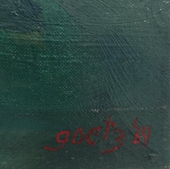 Henri Goetz 'Composition' 1964 Oil on Canvas Abstraction Contemporary Art Green