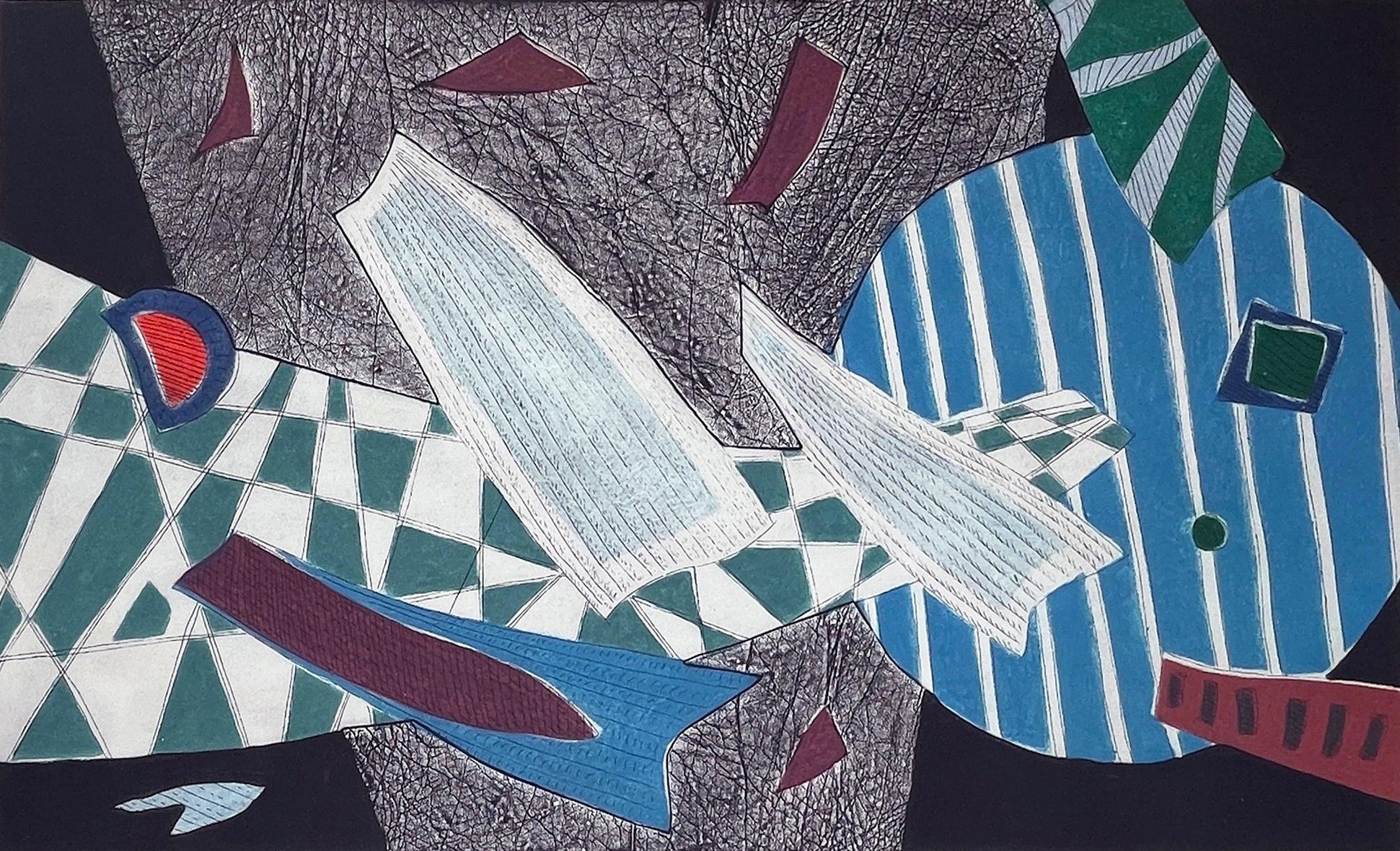 Suite de quatre tirages d'Henri Goetz, abstrait, géométrique et surréaliste coloré en vente 1