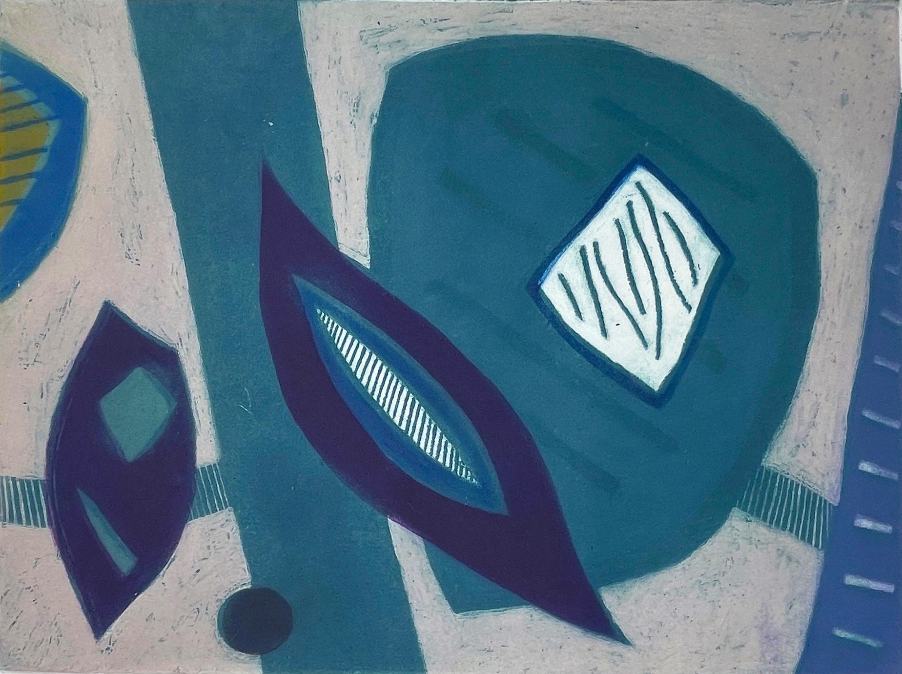 Suite de quatre tirages d'Henri Goetz, abstrait, géométrique et surréaliste coloré en vente 4