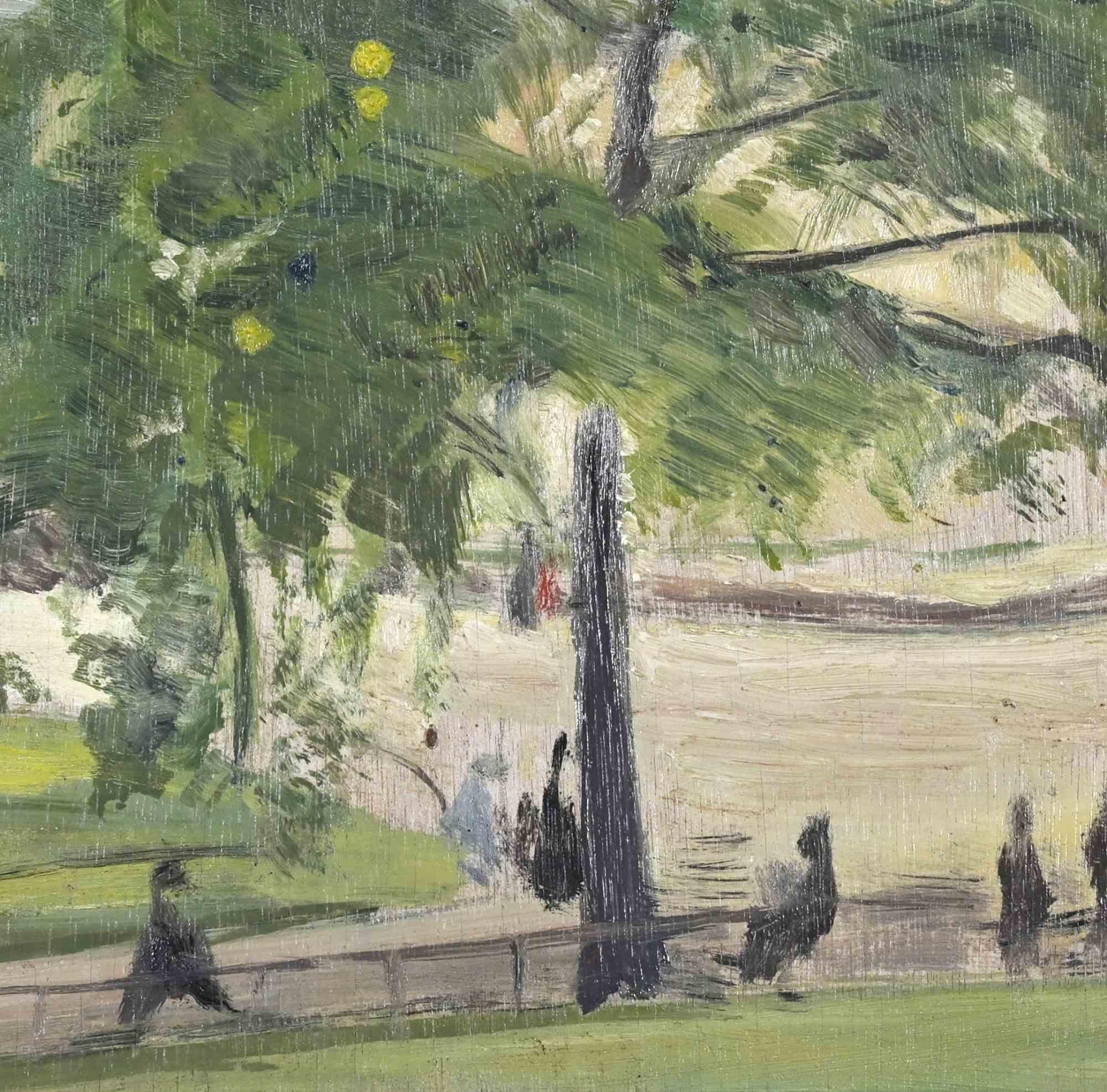 Jardin des Plantes - Pintura de Henri Hamm - mediados del siglo XX en venta 1