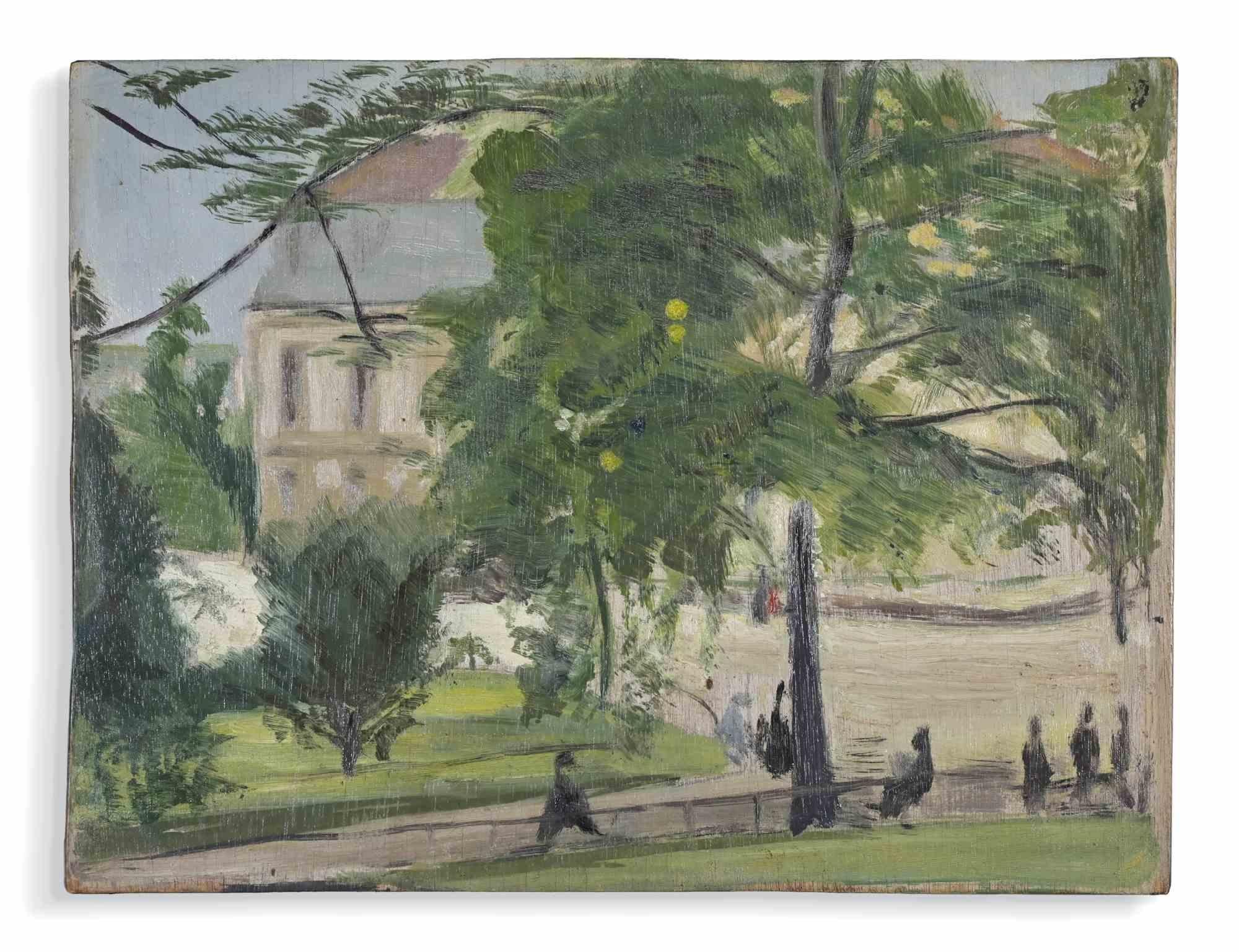 Jardin des Plantes es una obra de arte moderno realizada por Henri Hamm a mediados del siglo XX.

Óleo sobre panel de madera.

Buenas condiciones.