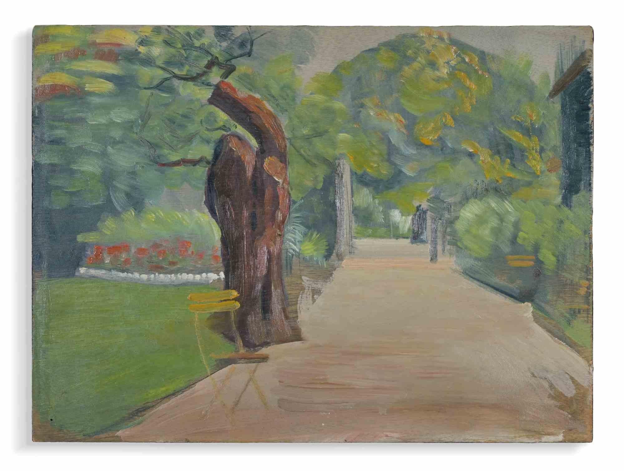 Park is a modern artwork realized by Henri Hamm in 1937.

Oil on wooden Panel.

Good conditions.