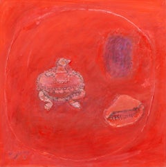 Étude en rouge, peinture à la gouache d'Henri Hayden, 1964
