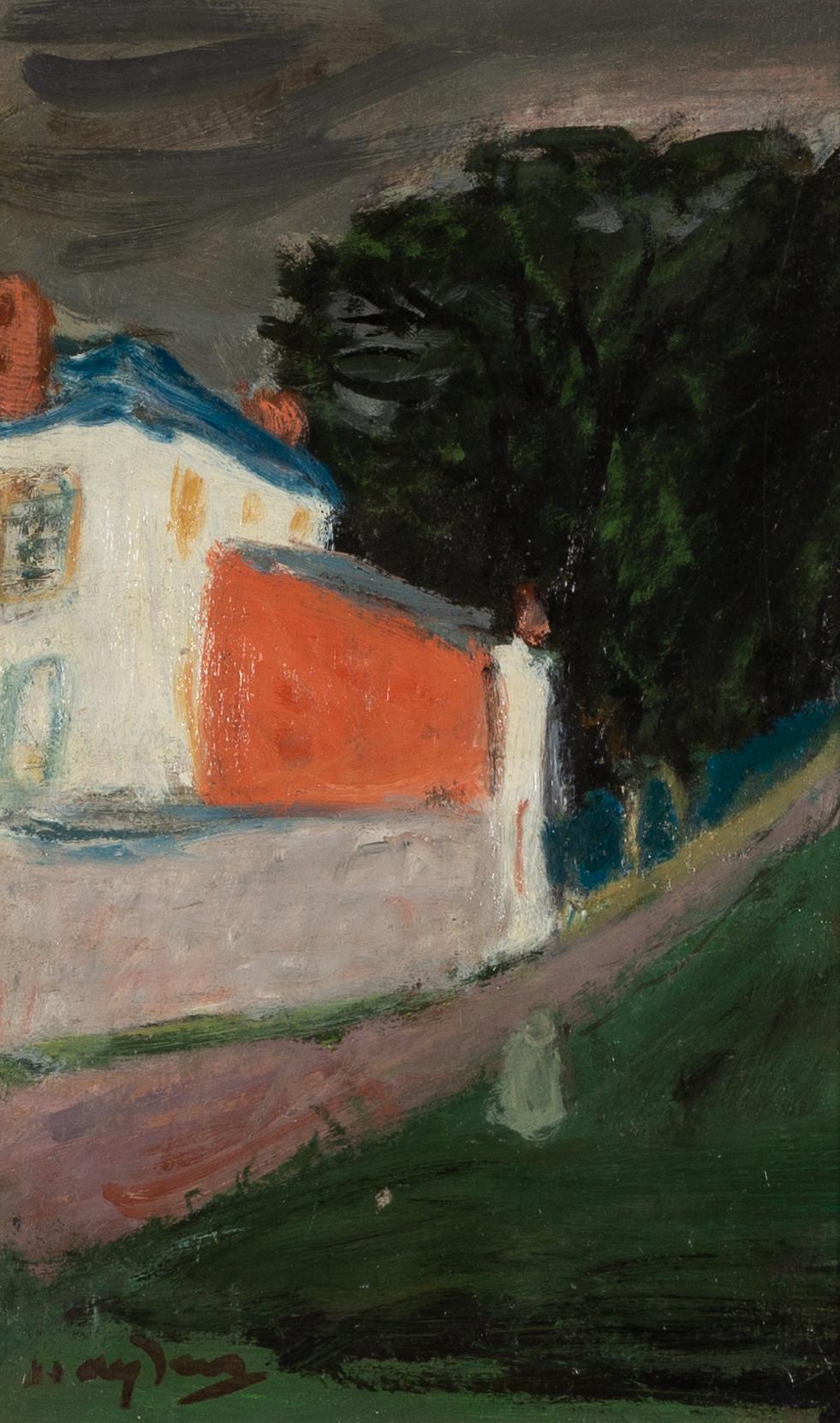 The White House - 20th Century Modern Landscape Oil Painting with House